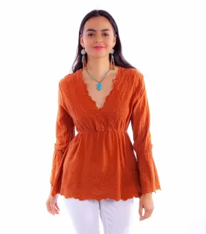 Scully Womens Elastic Empire Style Ginger 100% Cotton L/S Tunic Sun Protection Scully Womens Elastic Empire Style Ginger 100% Cotton L/S Tunic Perfect Look Classic Comfort