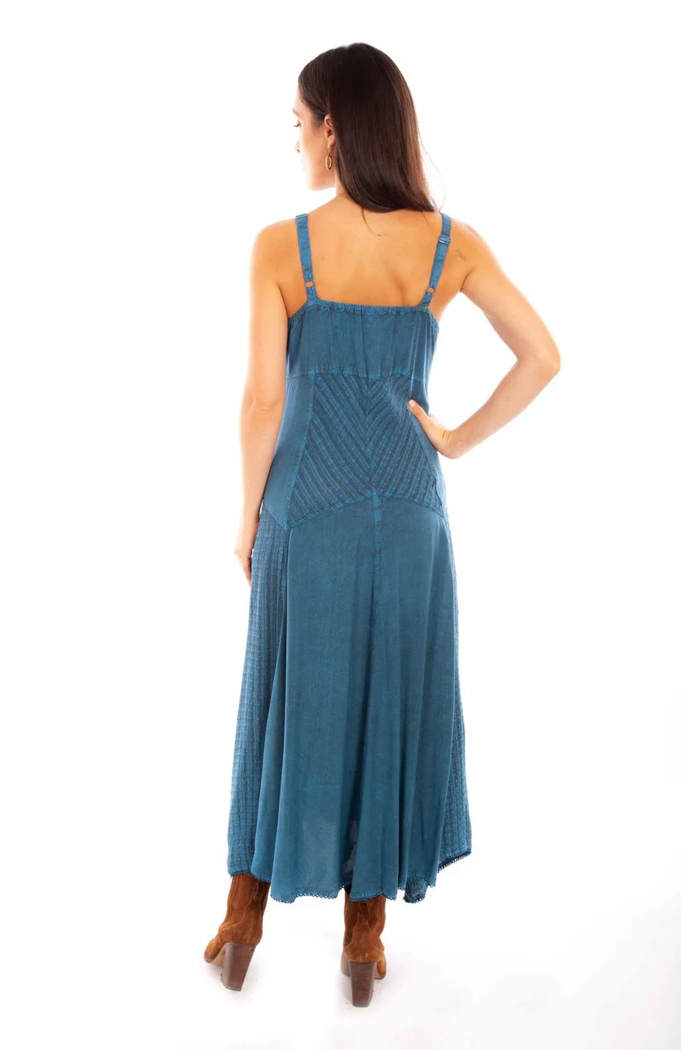 Scully Womens Electric Blue Rayon Multi-Fabric S/L Dress Earthy Streetwear Fan Nature Lover Outfit Mood