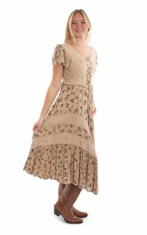 Scully Womens Fabric Lace-Up Tie Sand 100% Rayon S/S Dress Cool And Simple Gym Ready Evening Stroll Scully Womens Fabric Lace-Up Tie Sand 100% Rayon S/S Dress