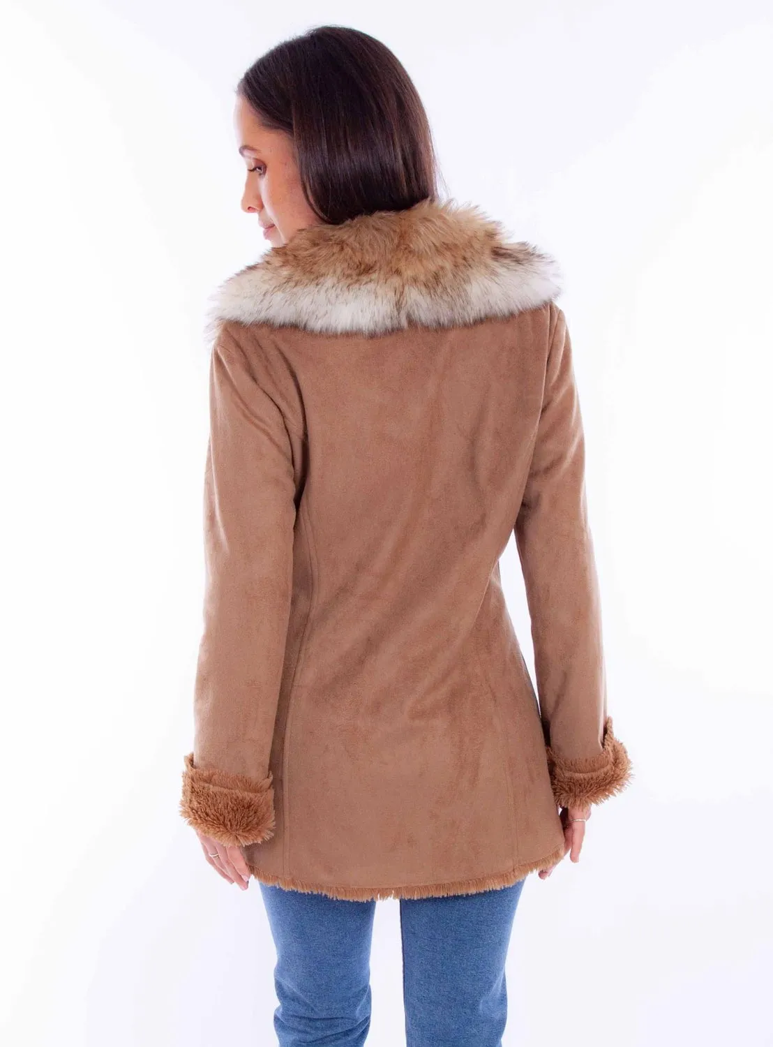 Flexible Comfort Bold Traveler Gear Scully Womens Faux Fur Shawl Tan 100% Polyester Faux Leather Jacket