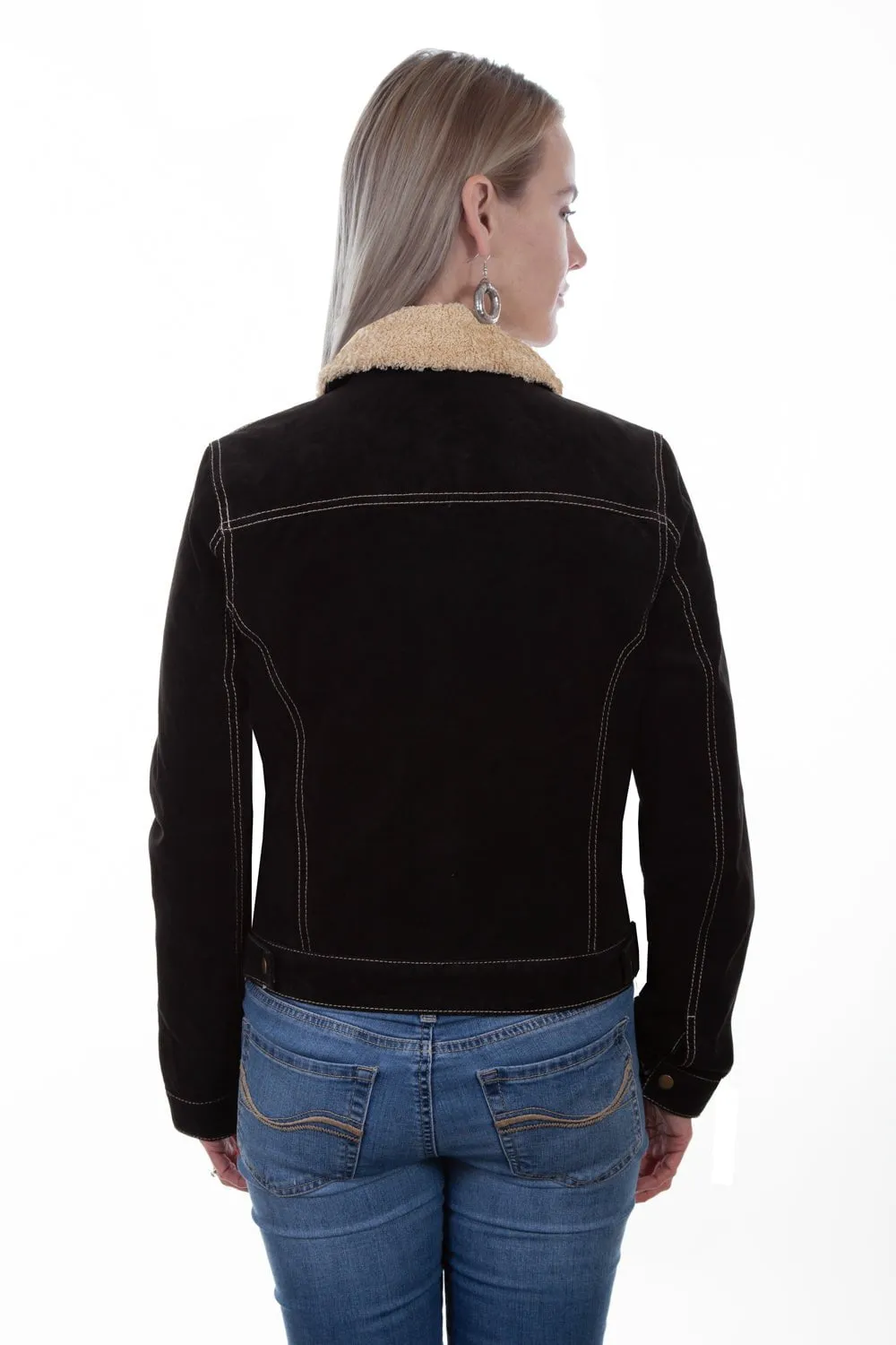 Solid Choice Modern Cut Scully Womens Faux Shearling Jean Black Leather Leather Jacket