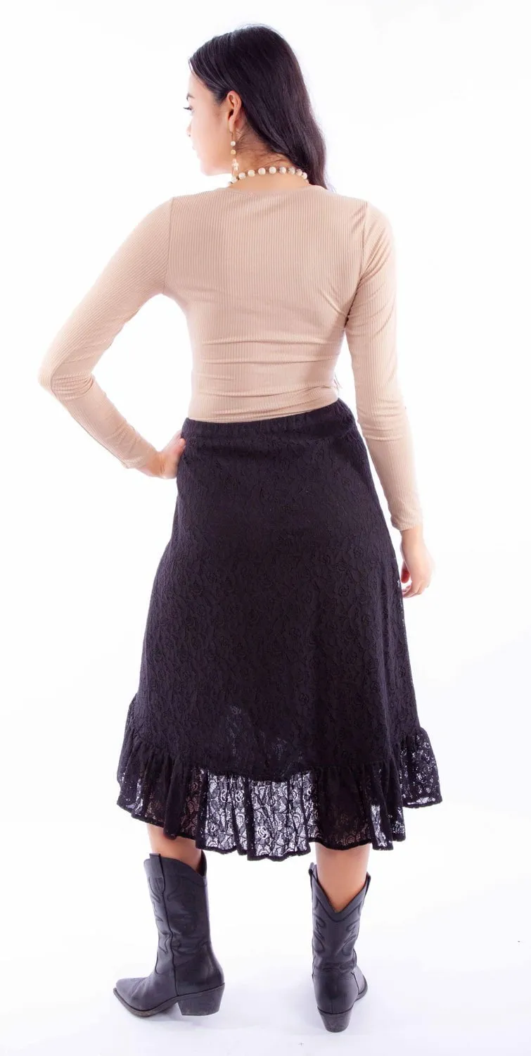 Scully Womens Faux Wrap Black Cotton Blend Skirt Artist Vibe Sustainable Chic Design