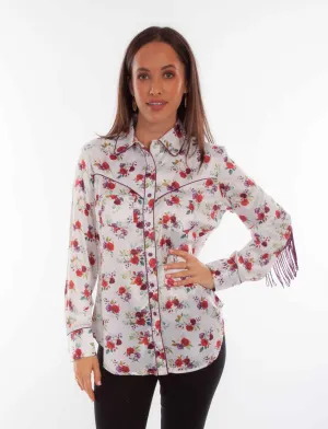 Scully Womens Floral Fringe White 100% Polyester L/S Blouse Chill Fit Scully Womens Floral Fringe White 100% Polyester L/S Blouse Fashion staples Odor Control Fabric