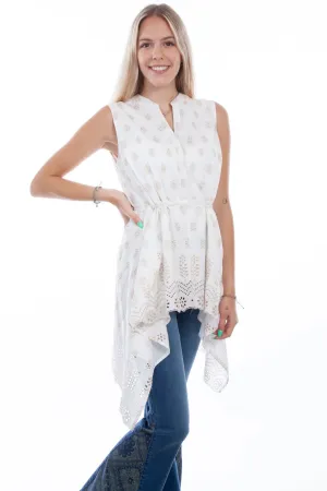 Scully Womens Hi-Lo Tie Back Ivory 100% Cotton L/S S/L Tunic Casual Fit Scully Womens Hi-Lo Tie Back Ivory 100% Cotton L/S S/L Tunic Evening Elegance