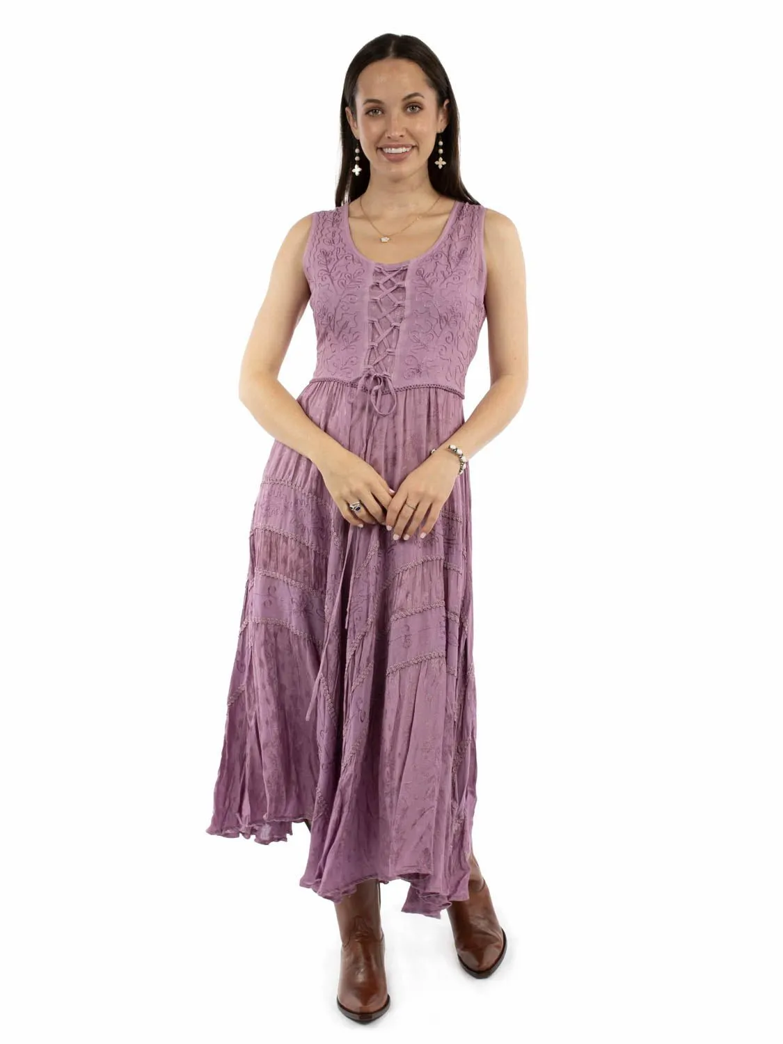Scully Womens Honey Creek Full Length Dusk 100% Rayon S/L Dress Textured Smart Casual Road Trip Popular Staple