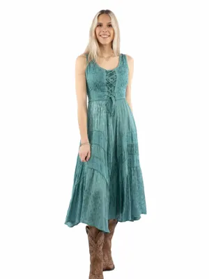 Scully Womens Honey Creek Full Length Teal 100% Rayon S/L Dress Versatile Piece Modern Outfit Flexible Waist Scully Womens Honey Creek Full Length Teal 100% Rayon S/L Dress
