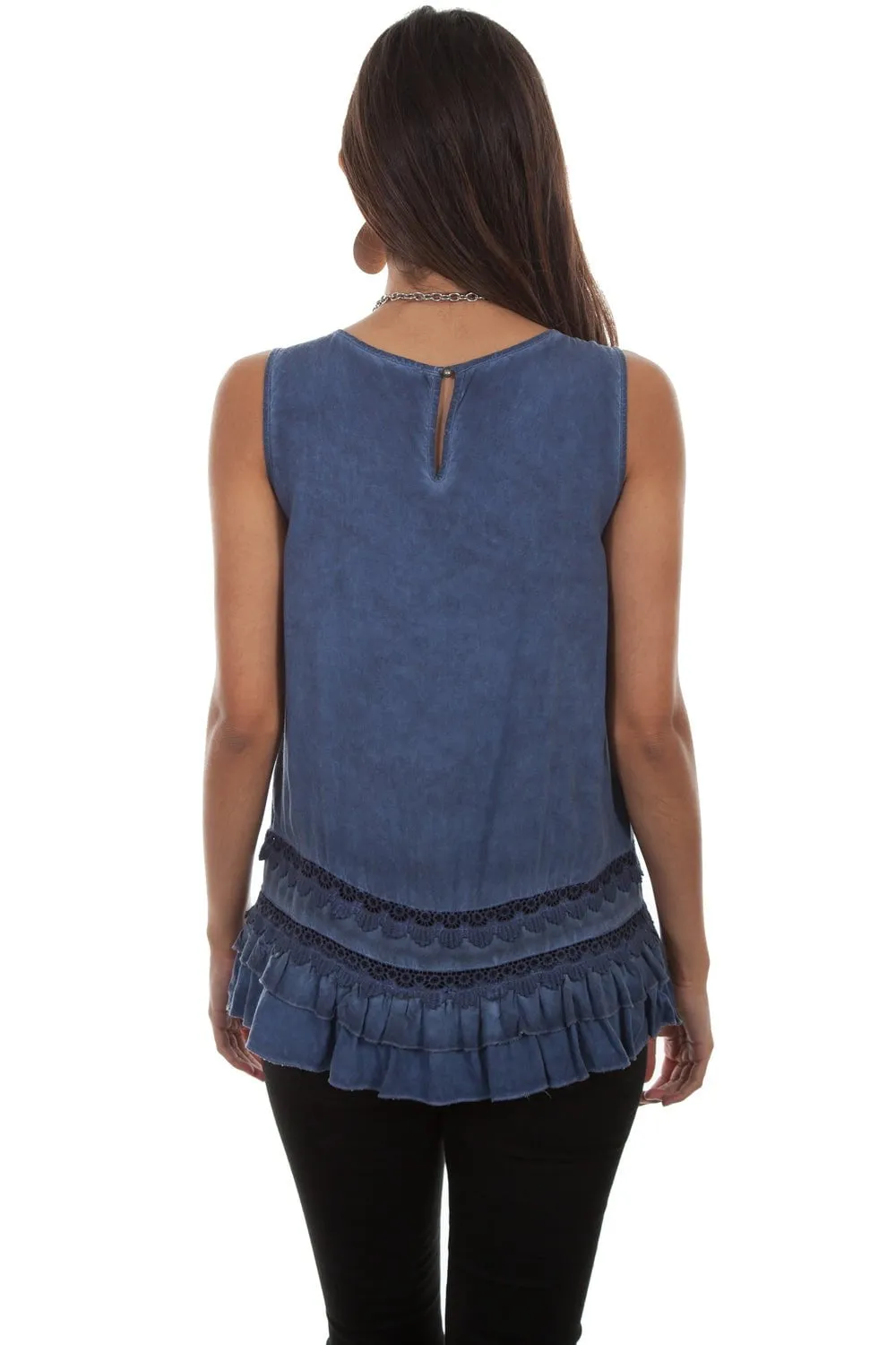 Scully Womens Indigo Rayon Scoop Neck S/L Tunic Work From Home