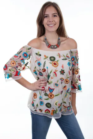 Scully Womens Ivory 100% Viscose Floral Garden S/S Blouse Wool blend Essential Layer Student Essential Scully Womens Ivory 100% Viscose Floral Garden S/S Blouse