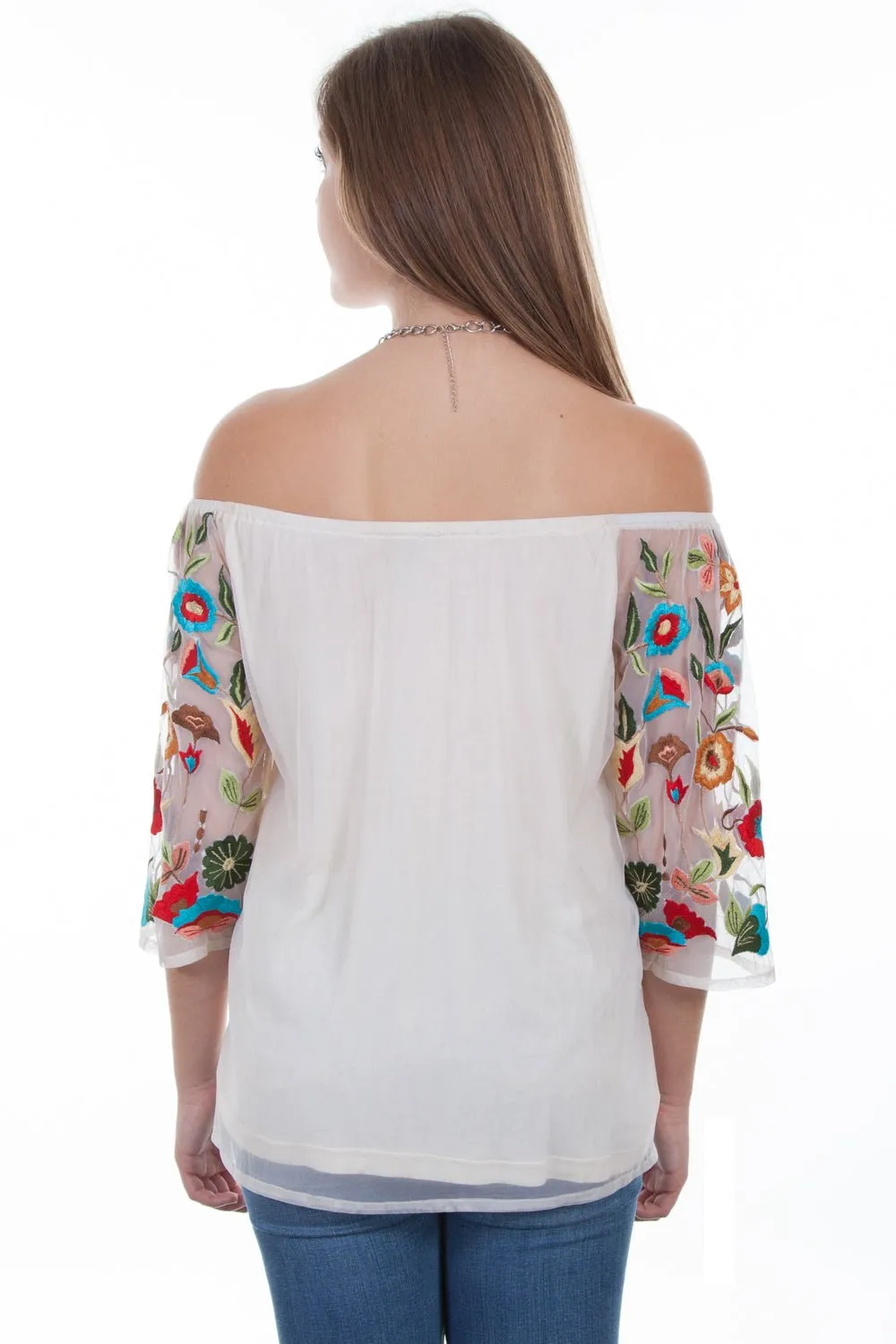 Moisture Management Tech Trendy Layer Scully Womens Ivory 100% Viscose Floral Garden S/S Blouse