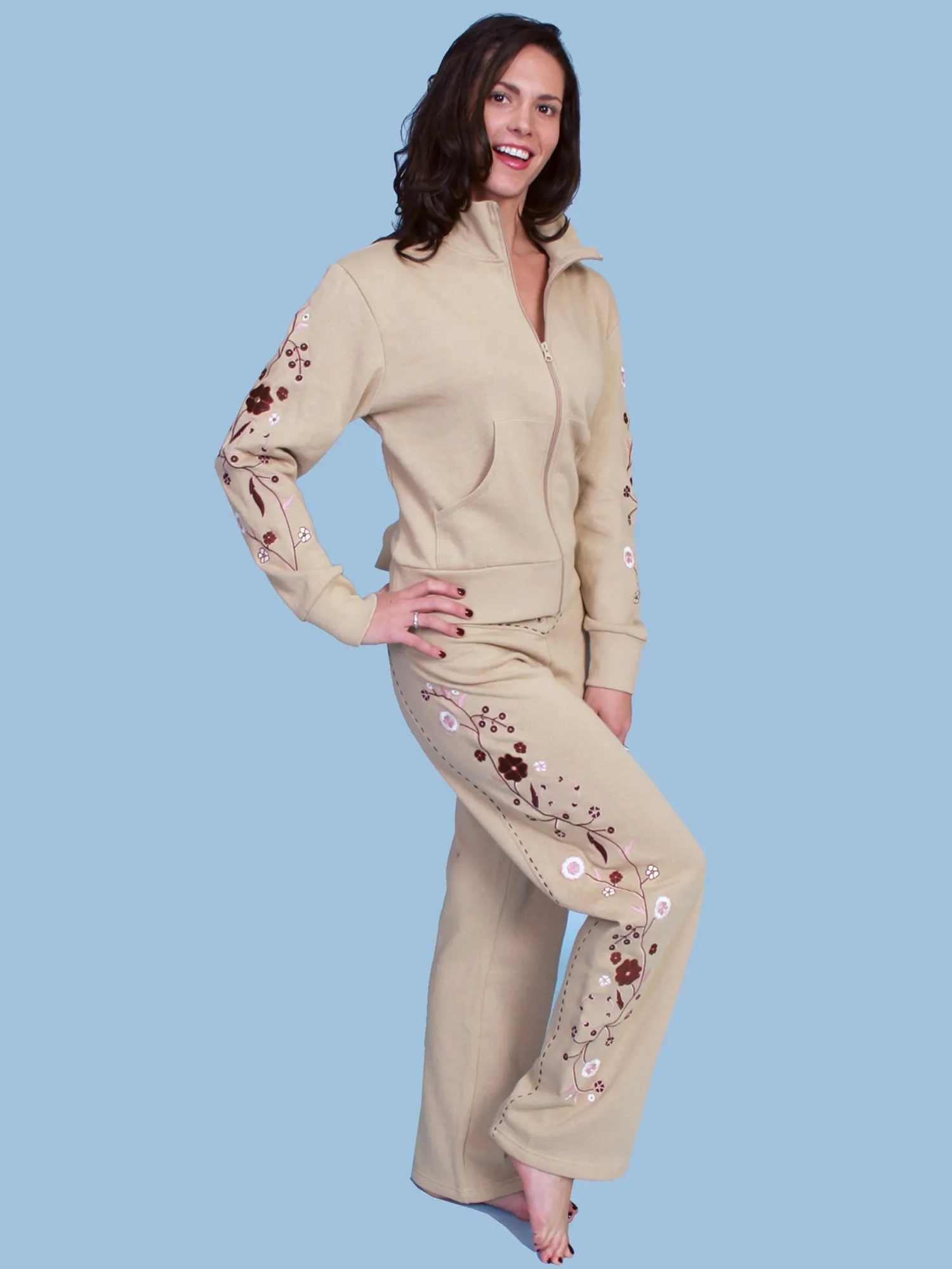 Unfaded Hemline Traveler Gear Earthy Scully Womens Khaki 100% Cotton Floral Stud Jacket