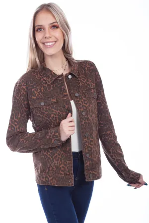 Scully Womens Leopard Cotton Blend Jean Denim Jacket No Inner Tag Design Scully Womens Leopard Cotton Blend Jean Denim Jacket Flexible Style Leisure Ready