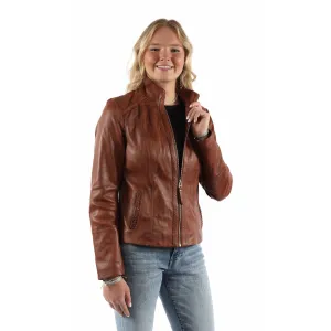 Scully Womens Lightweight Zip Vintage Brown Leather Leather Jacket M Smart Wear Chic Style Flexible Fit Scully Womens Lightweight Zip Vintage Brown Leather Leather Jacket M