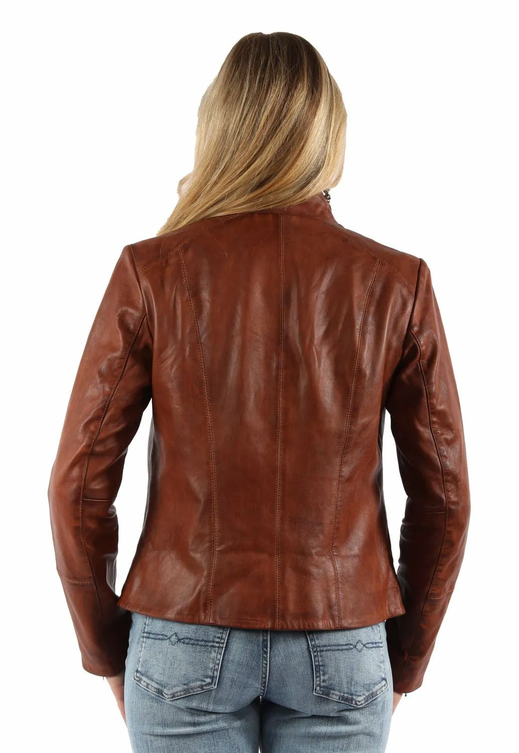Total Comfort Flattering Fit Scully Womens Lightweight Zip Vintage Brown Leather Leather Jacket