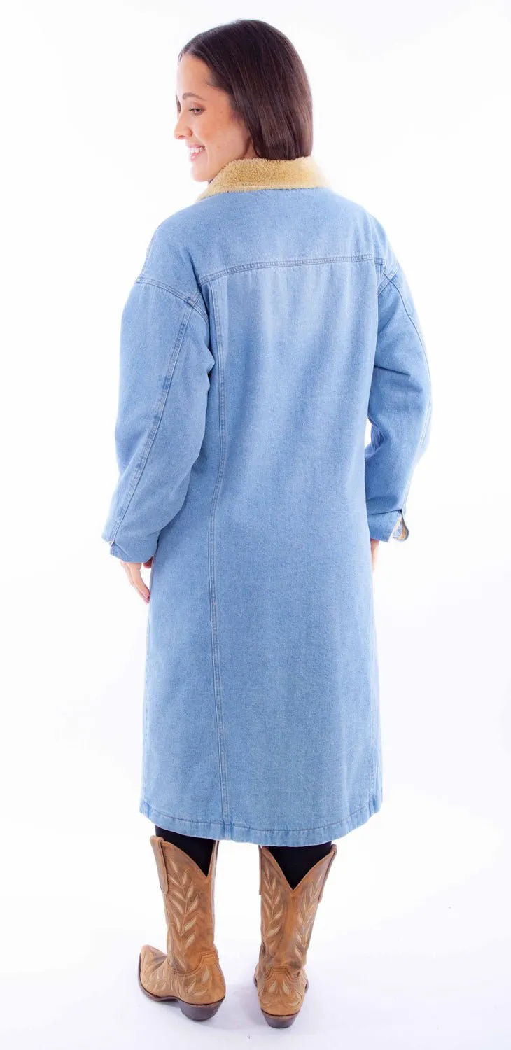 Night Out Rainy Day Scully Womens Long Sherpa Lined Denim Cotton Blend Cotton Jacket