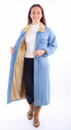Scully Womens Long Sherpa Lined Denim Cotton Blend Cotton Jacket Fit Retention Scully Womens Long Sherpa Lined Denim Cotton Blend Cotton Jacket Everyday Gym Ready Tailored Cut