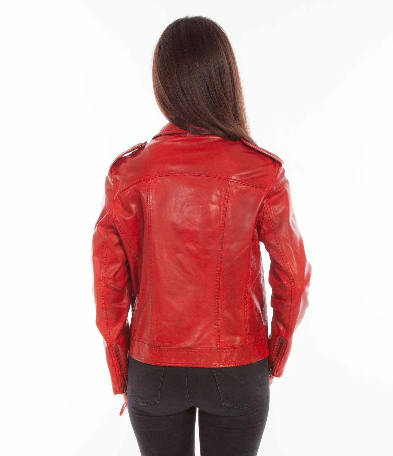 Scully Womens Motorcycle Zip Vintage Red Leather Leather Jacket Weekend Warrior Smooth