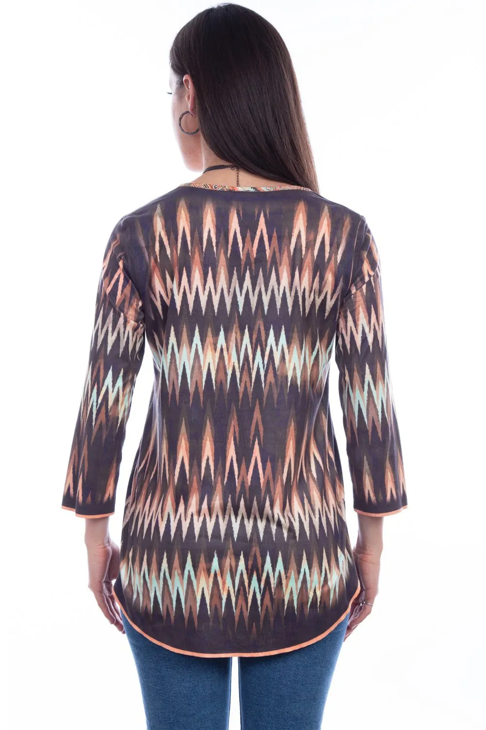 Scully Womens Multi-Color Polyester Reversible Ikat S/S Tunic Team Building