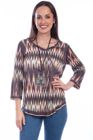 Scully Womens Multi-Color Polyester Reversible Ikat S/S Tunic Everyday Layer Scully Womens Multi-Color Polyester Reversible Ikat S/S Tunic Quick-Dry