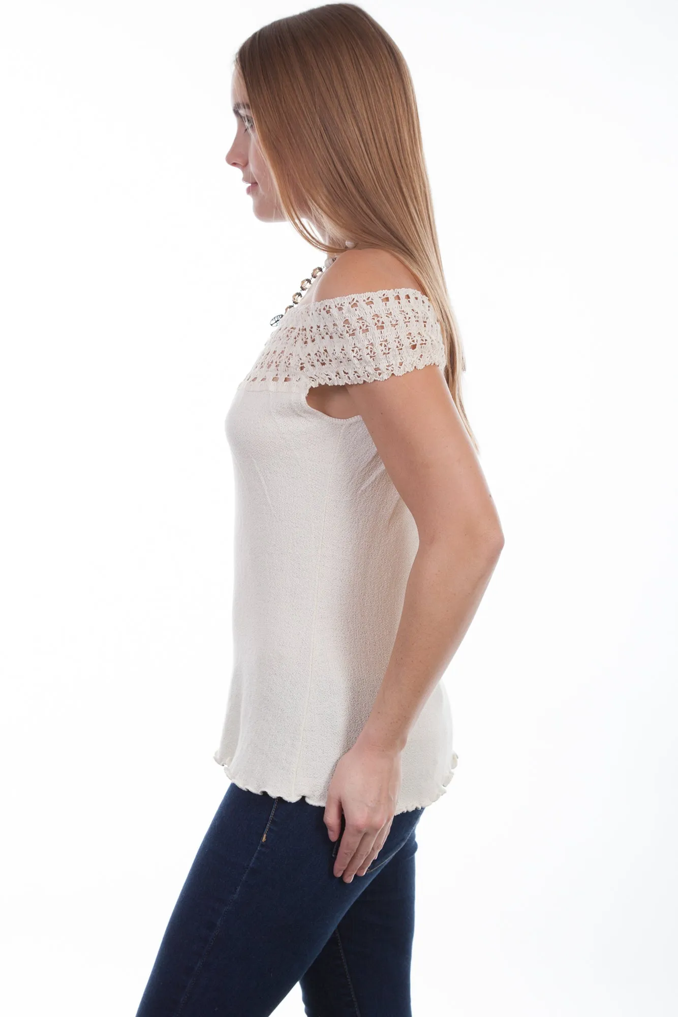 Scully Womens Natural 100% Cotton Crochet S/S Tunic Active Layer Urban Comfort