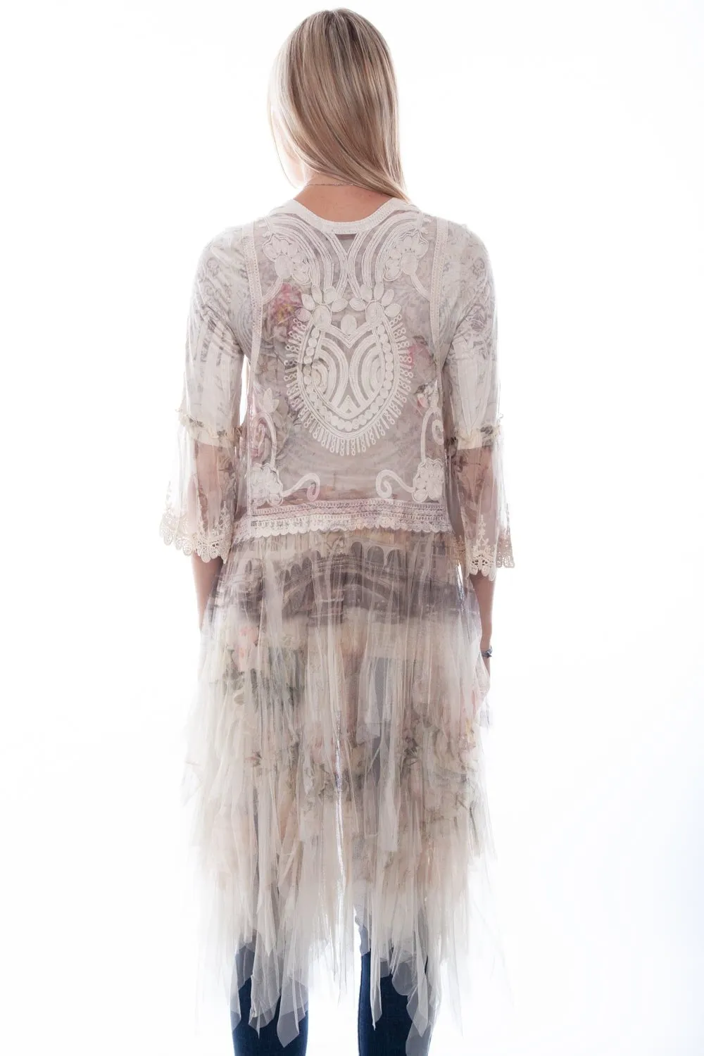 Casual Smart Casual Unisex Wear All Fit Use Scully Womens Natural Italy Cotton Blend Tulle Layered Duster