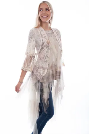 Scully Womens Natural Italy Cotton Blend Tulle Layered Duster Durable Stitching Style Focus Scully Womens Natural Italy Cotton Blend Tulle Layered Duster