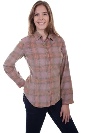 Scully Womens Purple/Red 100% Cotton Plaid L/S Shirt Relaxed Finish Date Night Sustainable Contemporary Fit Scully Womens Purple/Red 100% Cotton Plaid L/S Shirt