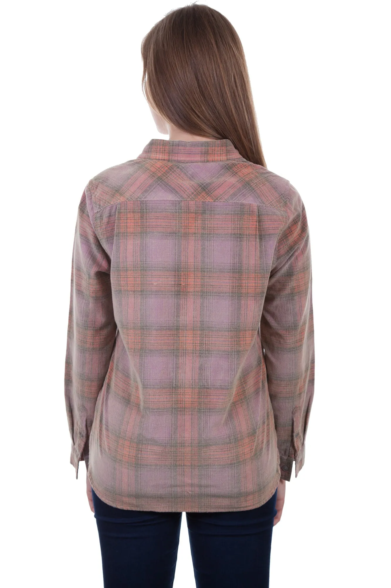 All Body Fit Essential Wardrobe Scully Womens Purple/Red 100% Cotton Plaid L/S Shirt