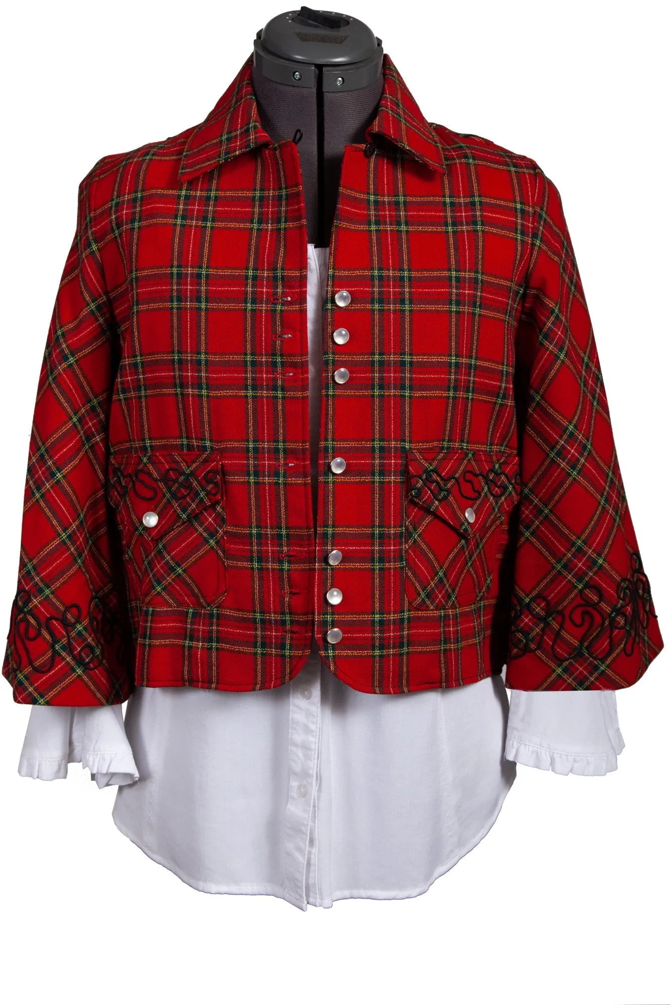 Unisex Wear Elegant Vintage Lover Scully Womens Red 100% Wool Tartan Plaid Jacket