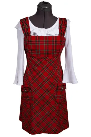 Scully Womens Red 100% Wool Tartan Plaid S/L Dress Styled Fit Customizable length Classic Gym Ready Scully Womens Red 100% Wool Tartan Plaid S/L Dress