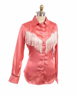 Scully Womens Retro Snap Fringe Pink 100% Polyester L/S Blouse All-Purpose Layer Scully Womens Retro Snap Fringe Pink 100% Polyester L/S Blouse Anti Odor Treatment Morning Comfort