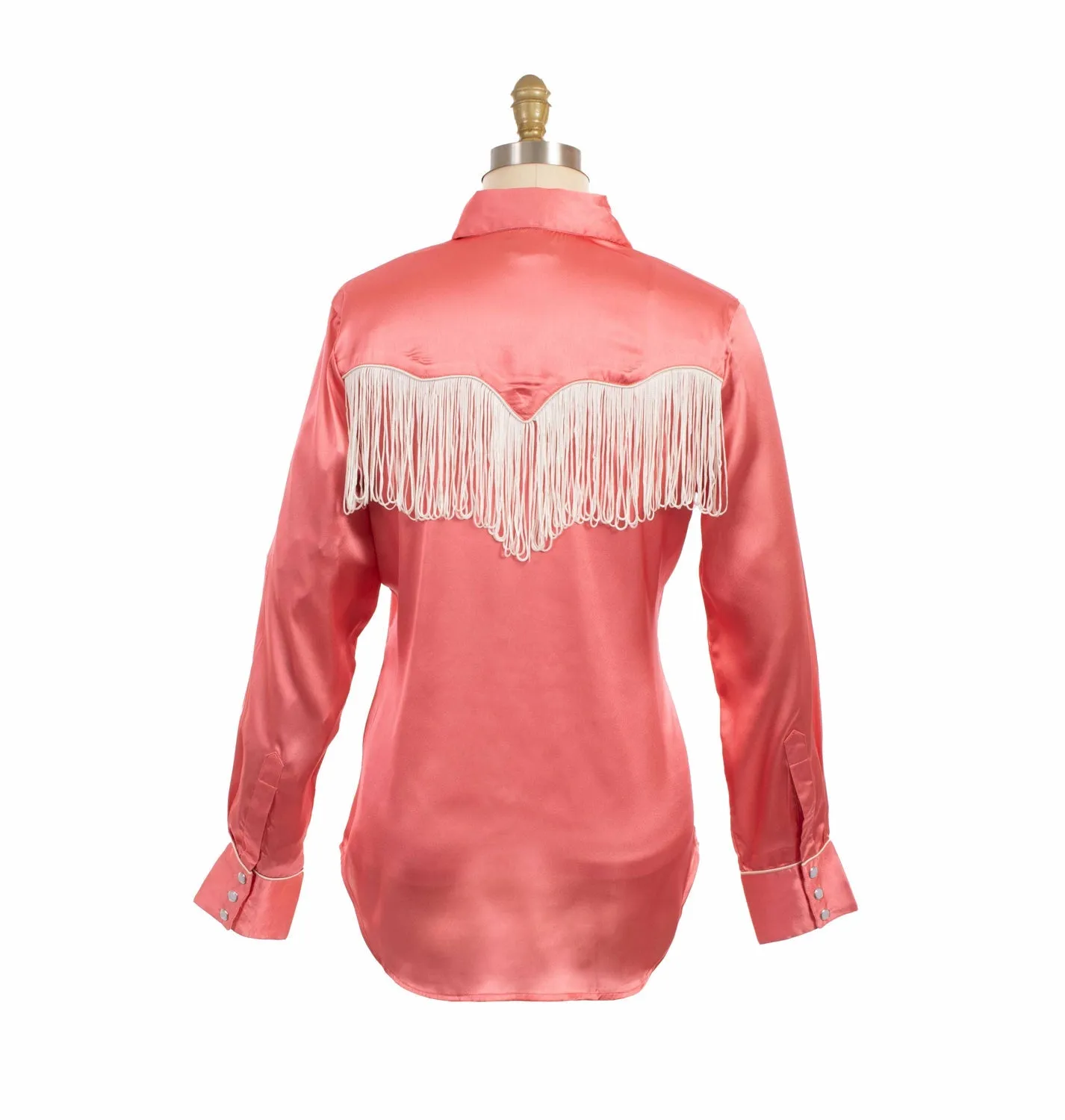 Sustainable Material Scully Womens Retro Snap Fringe Pink 100% Polyester L/S Blouse