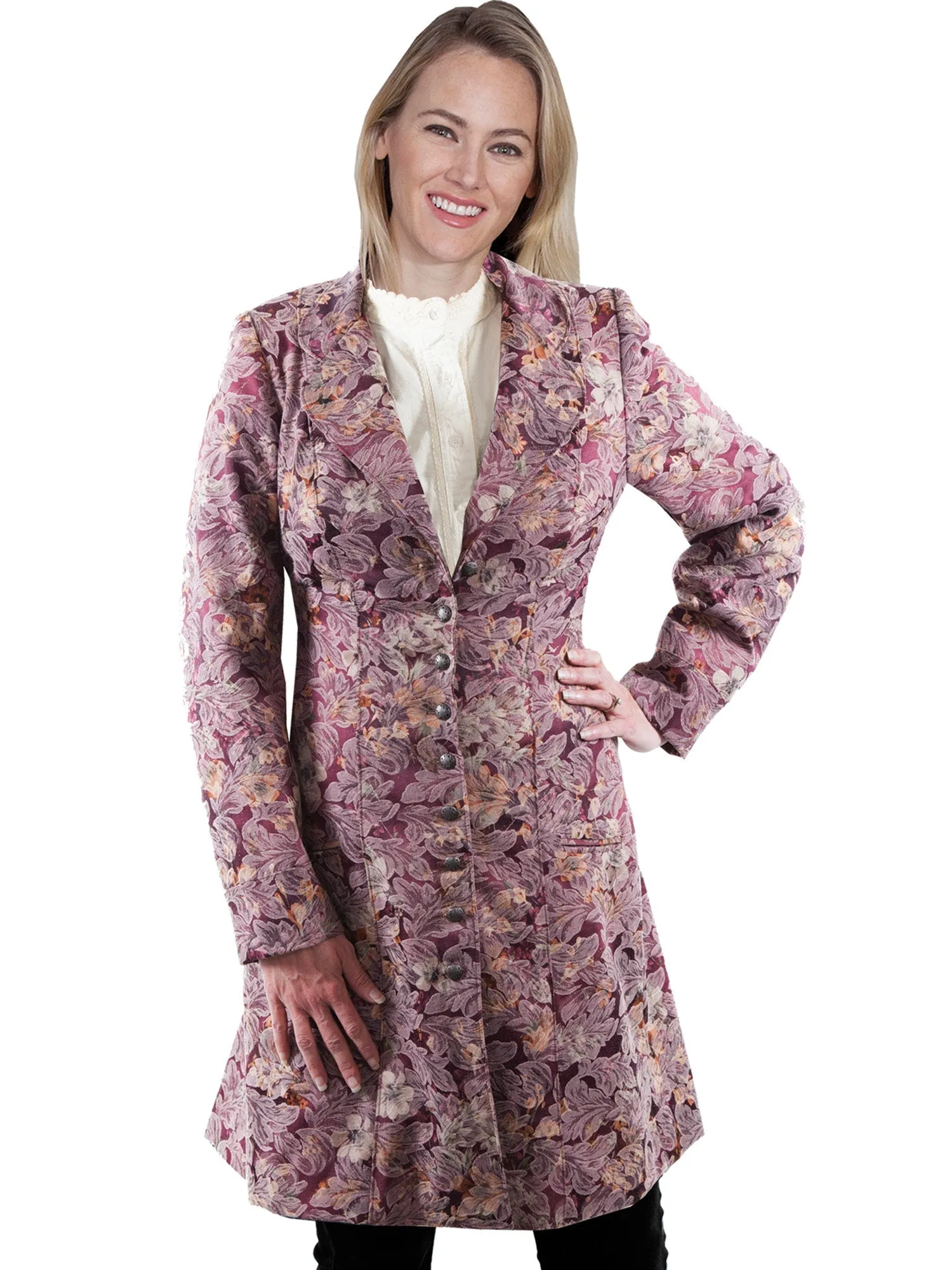 Scully Womens Rose Polyester Jacquard Frock Coat No Fade Look