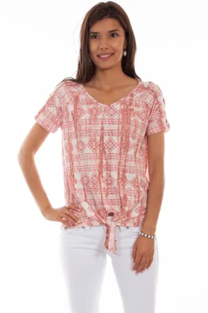 Scully Womens Rose Polyester Lattice S/S Blouse Warm Weather Wear Easy Fit Functional Wear Scully Womens Rose Polyester Lattice S/S Blouse
