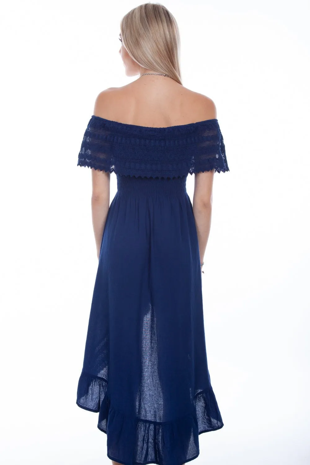 Balanced Style Scully Womens Royal 100% Cotton Oversize Lace S/S Dress