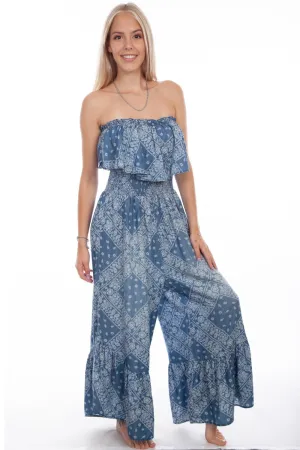 Scully Womens Ruffle Trim Light Blue 100% Lyocell Romper Smooth Wear Breathable Classic Wear Eco Friendly Scully Womens Ruffle Trim Light Blue 100% Lyocell Romper