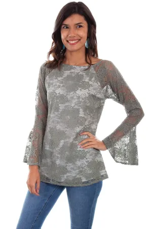 Scully Womens Sage Nylon Floral Lace L/S Tunic Classic Comfort Scully Womens Sage Nylon Floral Lace L/S Tunic Sanded Seam Comfort