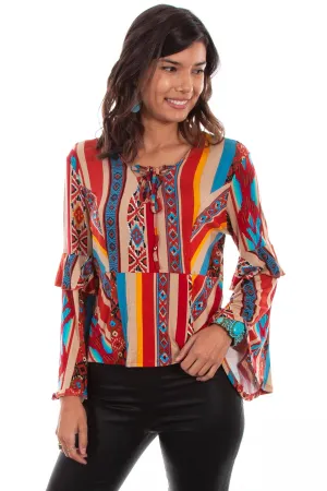 Scully Womens Serape Rayon Ruffle L/S Blouse Fit Layer Common look Shopping Day High Quality Weekend Style Scully Womens Serape Rayon Ruffle L/S Blouse