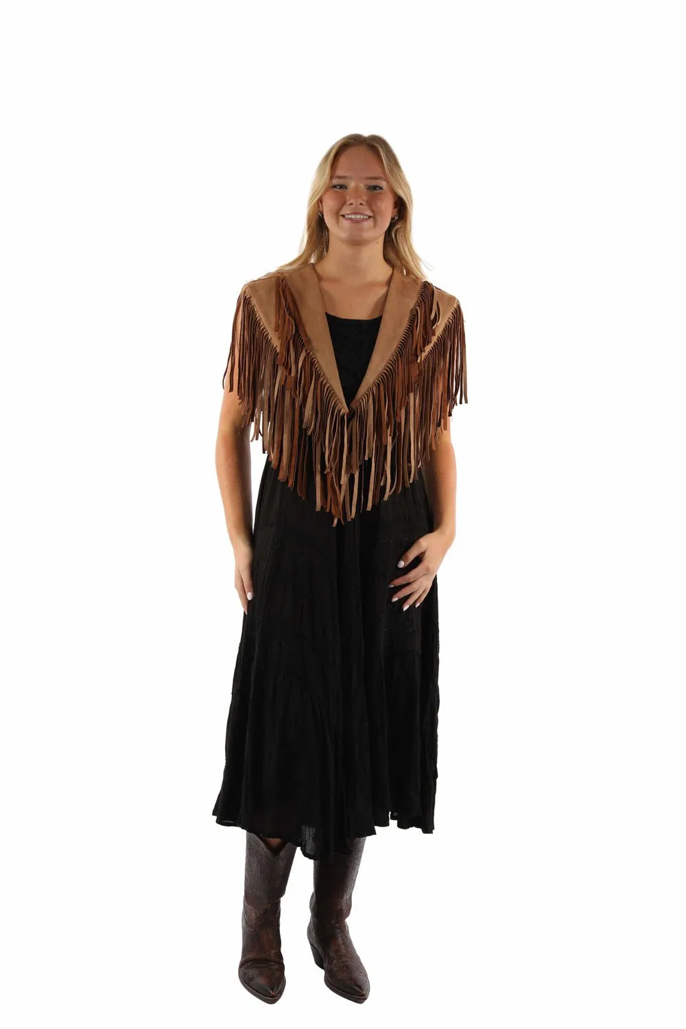Scully Womens Short Fringe Shawl Tan 100% Polyester Sweater Wrap No Fuss Fit