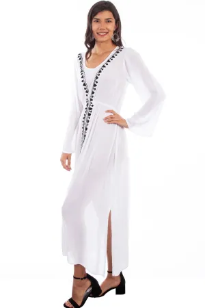 Scully Womens Side Slit Maxi White 100% Rayon L/S Dress Iconic Style Perfect Fit Design All Season Fit Scully Womens Side Slit Maxi White 100% Rayon L/S Dress