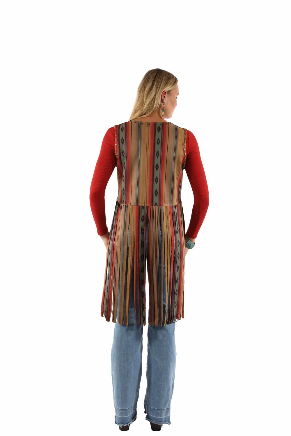Scully Womens Southwest Fringe Serape Polyester Vest Common Outfit Ready Choice