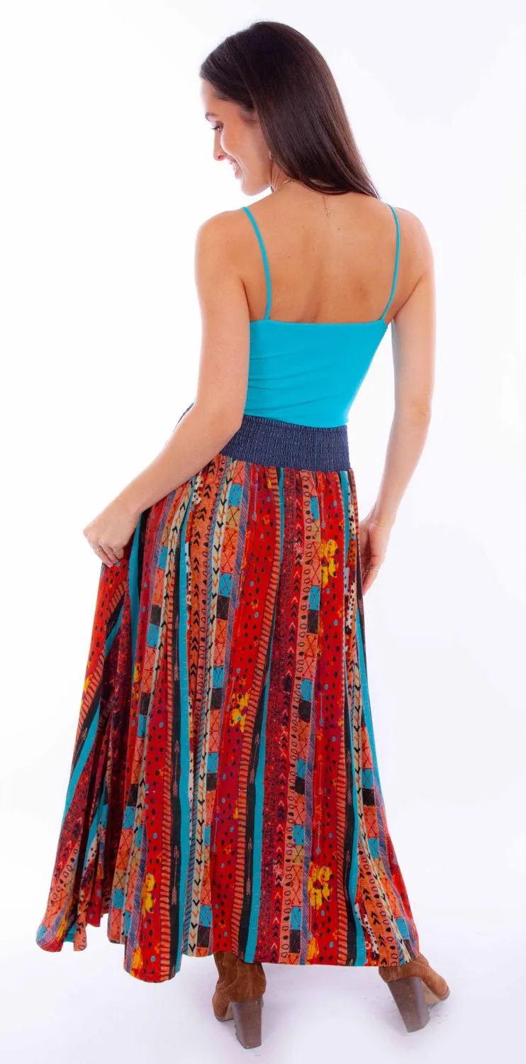 Scully Womens Southwestern Patchwork Santa Fe 100% Rayon Skirt Premium Quality Reinforced Stitching Details
