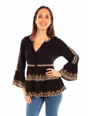 Scully Womens Split Neck Button Black 100% Cotton L/S Tunic Urban Edge Scully Womens Split Neck Button Black 100% Cotton L/S Tunic Casual Style