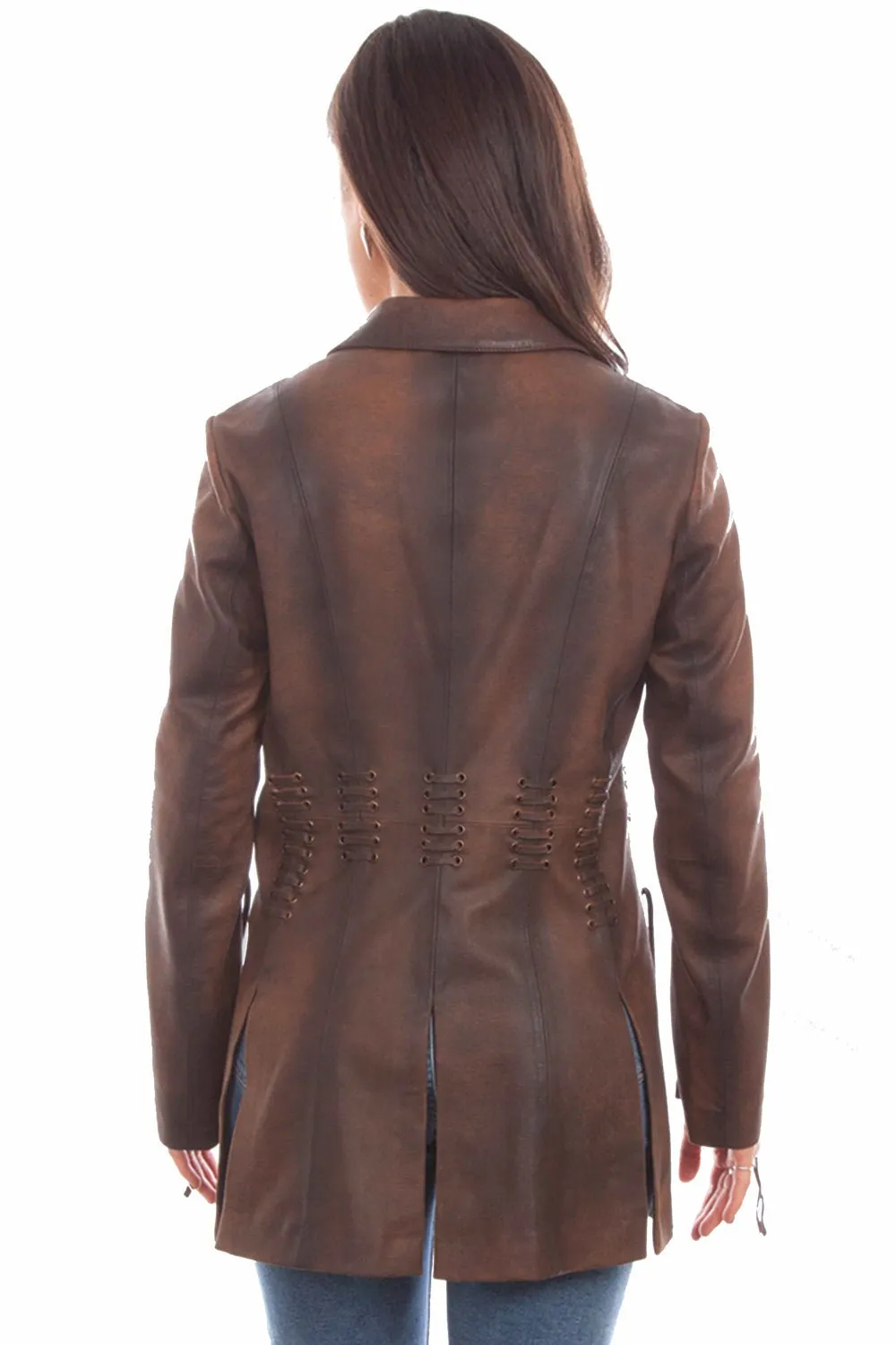 Scully Womens Stylish Blazer Vintage Brown Leather Leather Jacket Balanced Style Spring Mood Bold Look