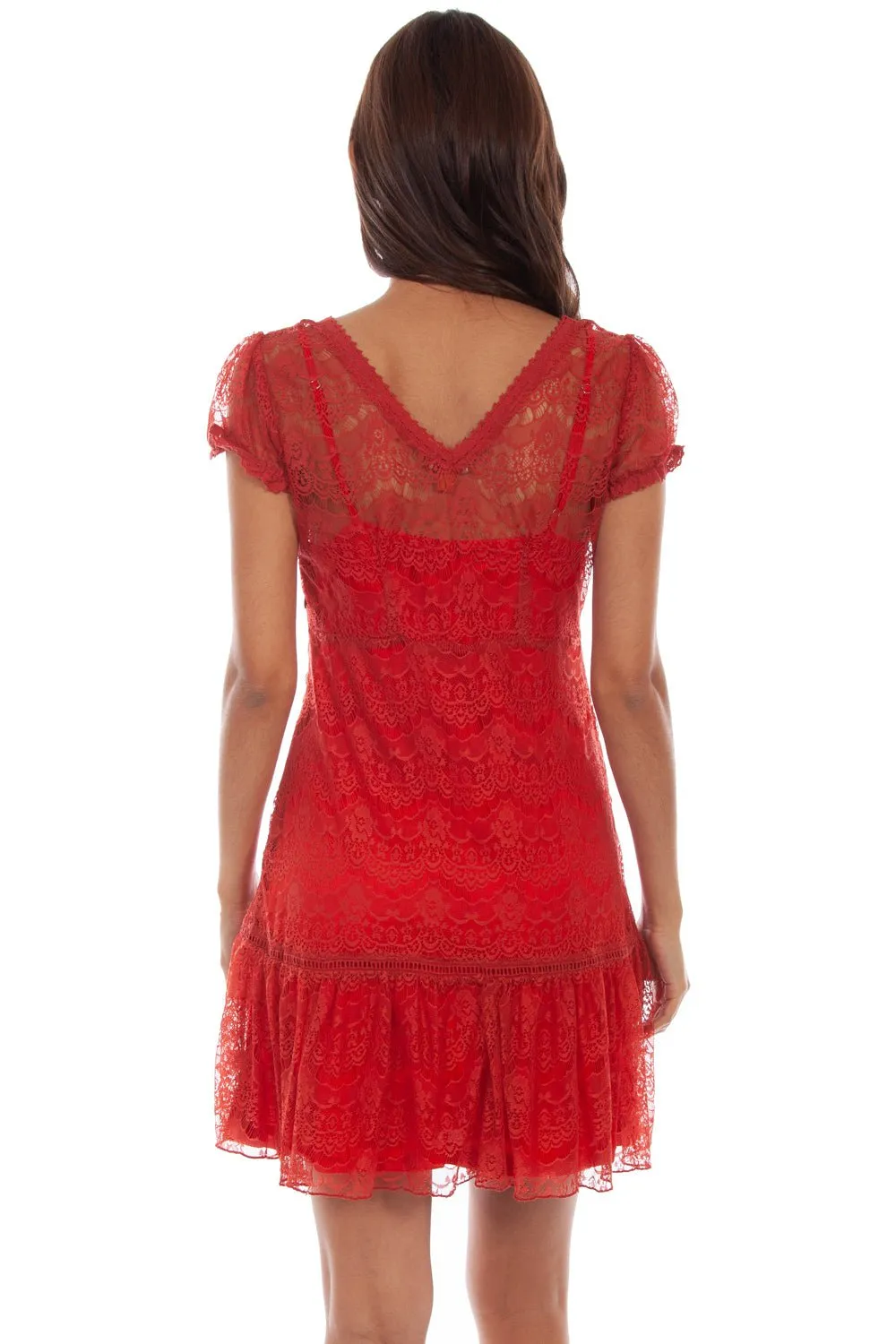 Sleek Option Scully Womens Sunset Nylon Lace S/S Dress