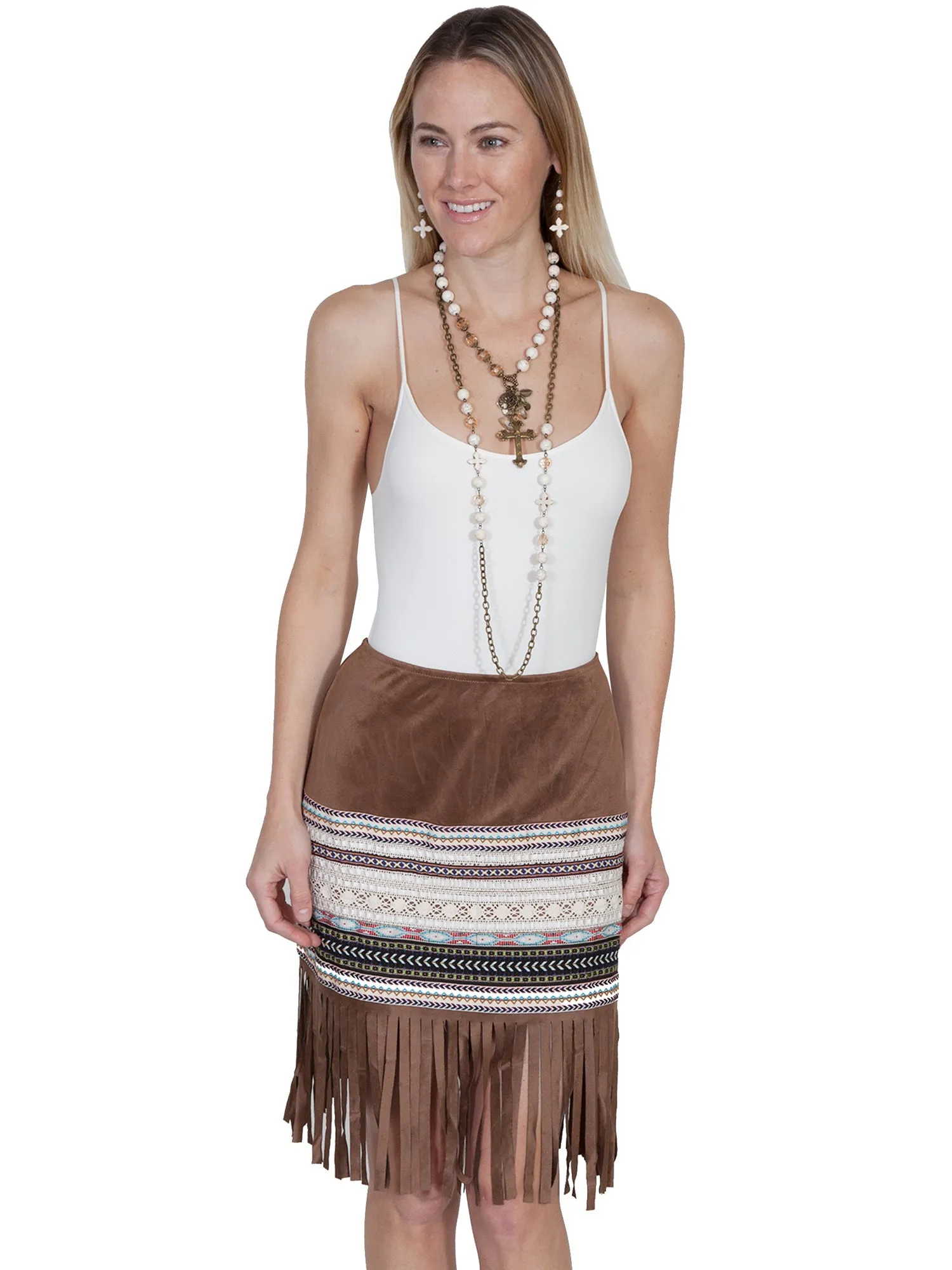 Eco Friendly Date Night Fit Essential Scully Womens Tan Polyester Taping Skirt