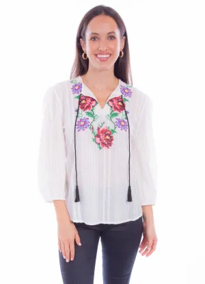 Scully Womens Tonal Texture White 100% Cotton 3/4 Sleeve S/S Blouse Ethically Made Scully Womens Tonal Texture White 100% Cotton 3/4 Sleeve S/S Blouse Outerwear Companion