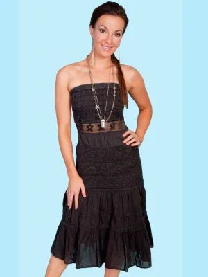 Scully Womens Tube Top Black 100% Cotton S/L Dress Multi Ply Construction Chic Design Look Stylish Adult Fashion Scully Womens Tube Top Black 100% Cotton S/L Dress
