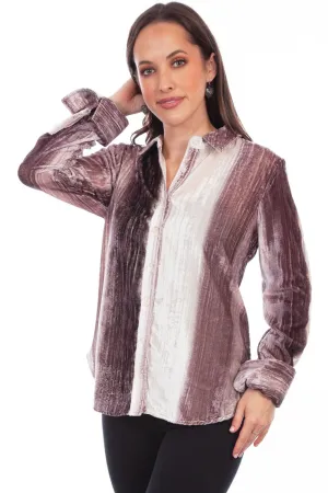 Scully Womens Velvet Stripe Plum/White 75% Viscose/25% Nylon L/S Shirt Trendy looks Floral Motif Scully Womens Velvet Stripe Plum/White 75% Viscose/25% Nylon L/S Shirt