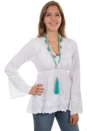 Scully Womens White 100% Cotton Boho L/S Tunic Just Wear It Odor Control Treatment Scully Womens White 100% Cotton Boho L/S Tunic