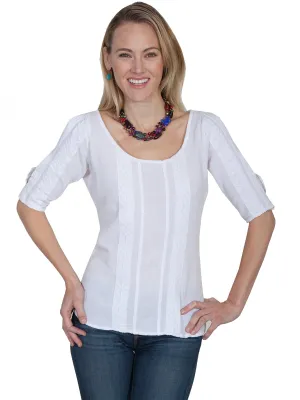 Scully Womens White 100% Cotton Cold Shoulder S/S Blouse Easy Comfort Scully Womens White 100% Cotton Cold Shoulder S/S Blouse Trendy designs